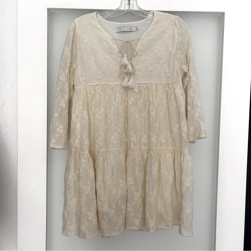 Christy Dawn the phoenix dress vintage embroidered cream M/L - Picture 7 of 9